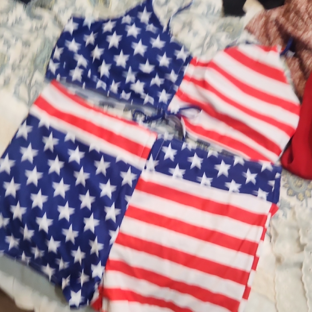 Patriotic Stars and Stripes Kids One Piece